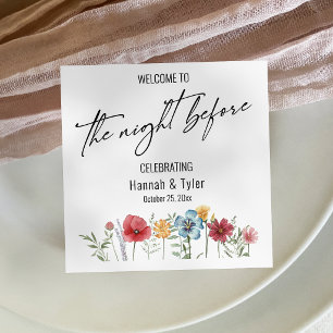 Serviette En Papier Fleur sauvage aquarelle colorée la veille