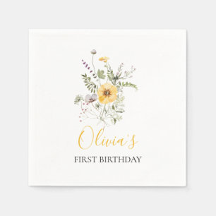 Serviette En Papier Fleur sauvage aquarelle fleurie premier anniversai