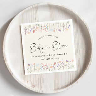 Serviette En Papier Fleur sauvage Baby in Bloom Cream Baby shower