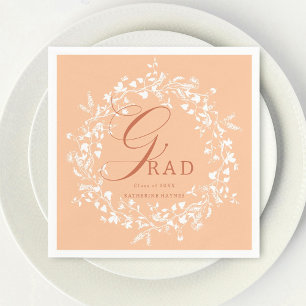 Serviette En Papier Fleur sauvage blanc Peach Fuzz Wreath Graduation