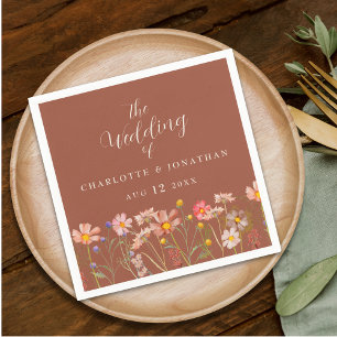 Serviette En Papier Fleur Sauvage Bohème Floral Terracotta Beige Maria