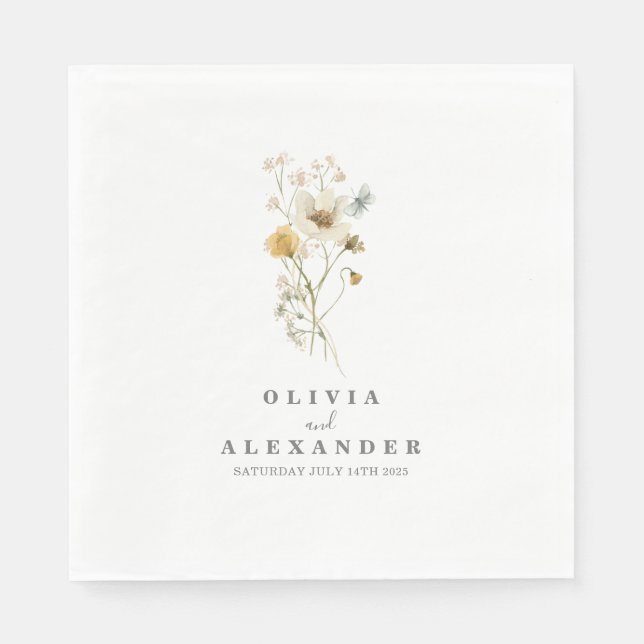 Serviette En Papier Fleur sauvage Boho jardin fleuri (Devant)