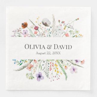 Serviette En Papier Fleur sauvage Boho Meadow Mariage Napkins