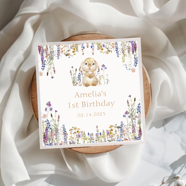 Serviette En Papier Fleur sauvage Bunny Papier d'anniversaire Napkin (Créateur téléchargé)