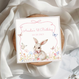 Serviette En Papier Fleur sauvage Bunny Papier d'anniversaire Napkin