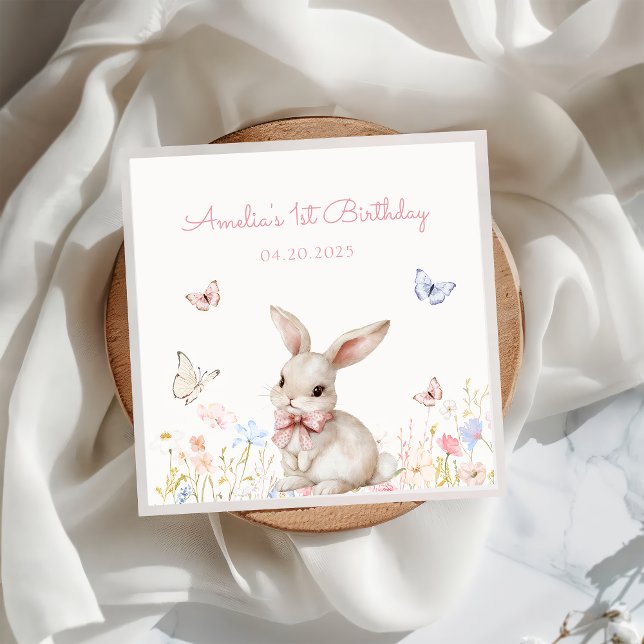 Serviette En Papier Fleur sauvage Bunny Papier d'anniversaire Napkin (Créateur téléchargé)
