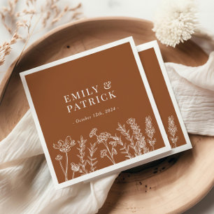 Serviette En Papier Fleur sauvage Burnt Orange Mariage