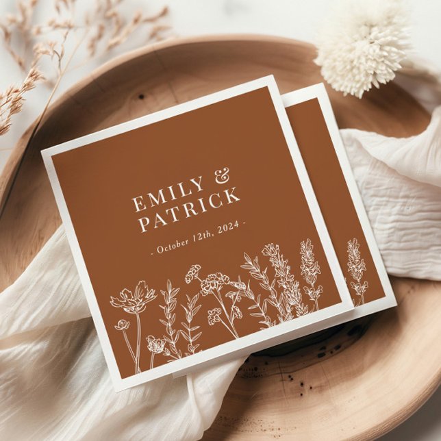 Serviette En Papier Fleur sauvage Burnt Orange Mariage (Créateur téléchargé)