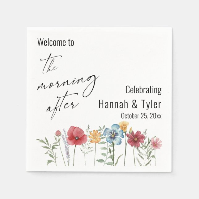 Serviette En Papier Fleur sauvage couleur d'aquarelle le matin après (Devant)