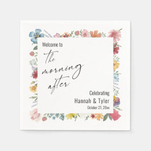 Serviette En Papier Fleur sauvage couleur d'aquarelle le matin après