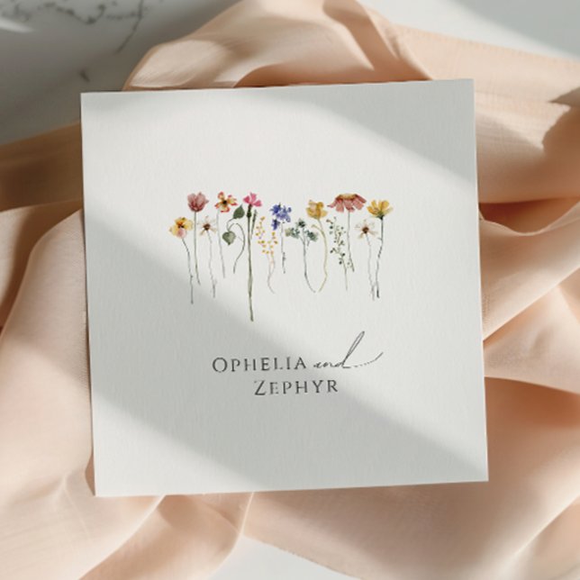 Serviette En Papier Fleur sauvage couleur Whimsical | Napkins mariage (Créateur téléchargé)