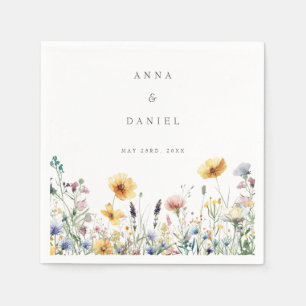 Serviette En Papier Fleur sauvage d'aquarelle Mariage de printemps