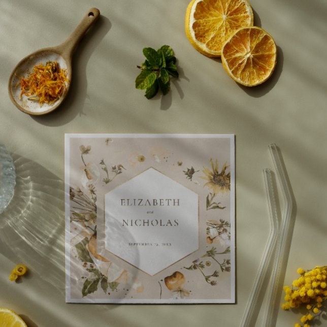 Serviette En Papier Fleur sauvage d'automne Boho | Mariage botanique (Créateur téléchargé)