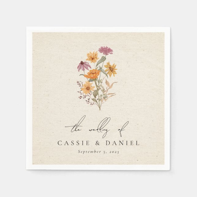 Serviette En Papier Fleur sauvage d'automne Jardin Mariage botanique (Devant)