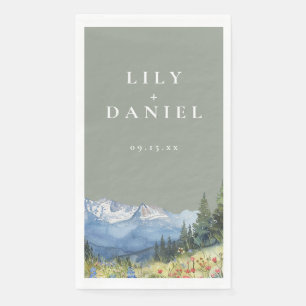 Serviette En Papier Fleur sauvage de montagne Sage Green Watercolor Ma