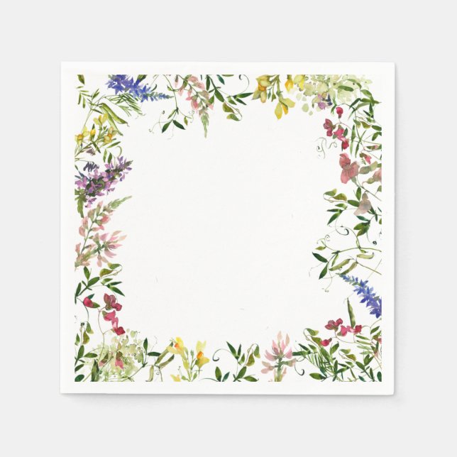 Serviette En Papier Fleur sauvage d'été aquarelle Fête des mariées flo (Devant)