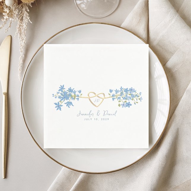 Serviette En Papier Fleur sauvage Dusty Mariage bleu (Créateur téléchargé)