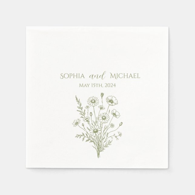 Serviette En Papier Fleur sauvage Elegance-Mariage-serviettes (Devant)