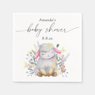Serviette En Papier Fleur sauvage et agneau - Baby shower