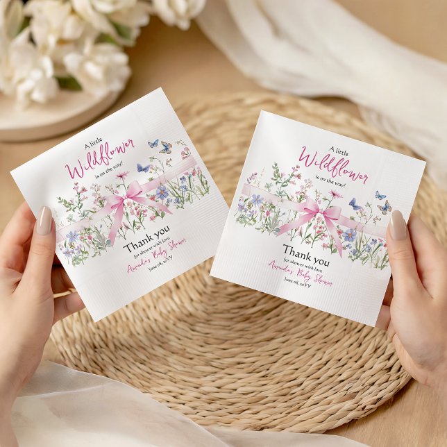 Serviette En Papier Fleur Sauvage Fille Fleurale Rose Bébé Naissance (Créateur téléchargé)