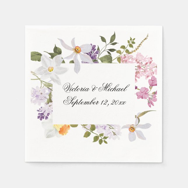 Serviette En Papier Fleur sauvage Floral Aquarelle Florale Naples (Devant)