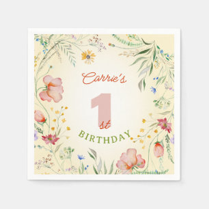 Serviette En Papier Fleur sauvage Floral Girl's 1er premier anniversai