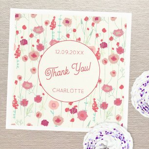 Serviette En Papier Fleur sauvage Floral Merci Nom Date