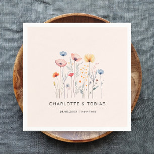 Serviette En Papier Fleur sauvage frais Mariage rose pâle