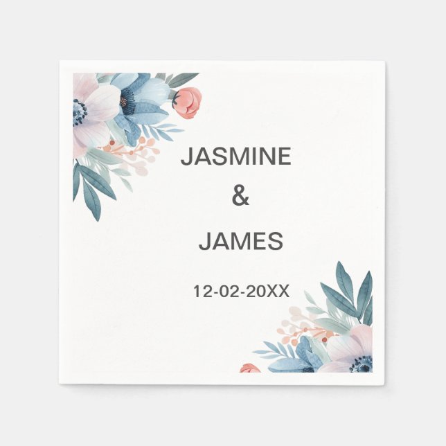 Serviette En Papier Fleur sauvage Frame Mariage (Devant)