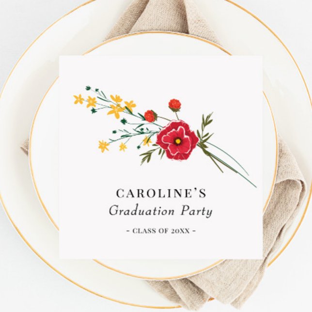 Serviette En Papier Fleur sauvage Graduation Party "Classe de 2023" (Créateur téléchargé)