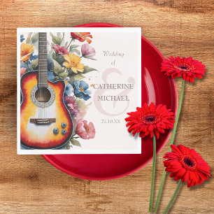 Serviette En Papier Fleur sauvage guitare Ampersand Mariage musical