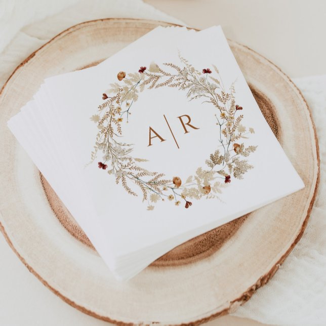 Serviette En Papier Fleur sauvage Initiales Mariage Monogramme (Créateur téléchargé)