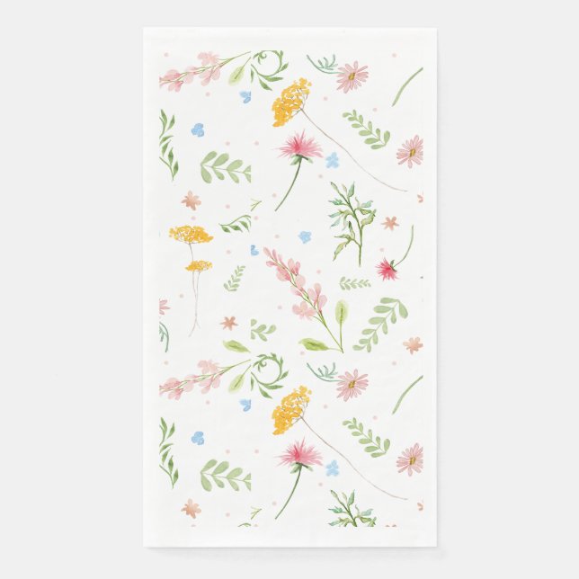 Serviette En Papier Fleur sauvage Jardin rose Floral Aquarelle Ressort (Devant)