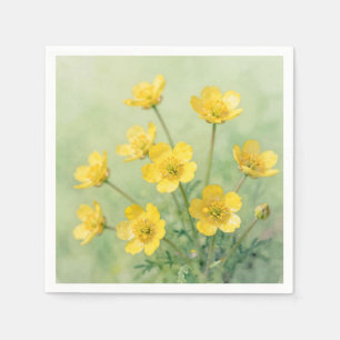 Serviette En Papier Fleur sauvage jaune vif Prairie printanière