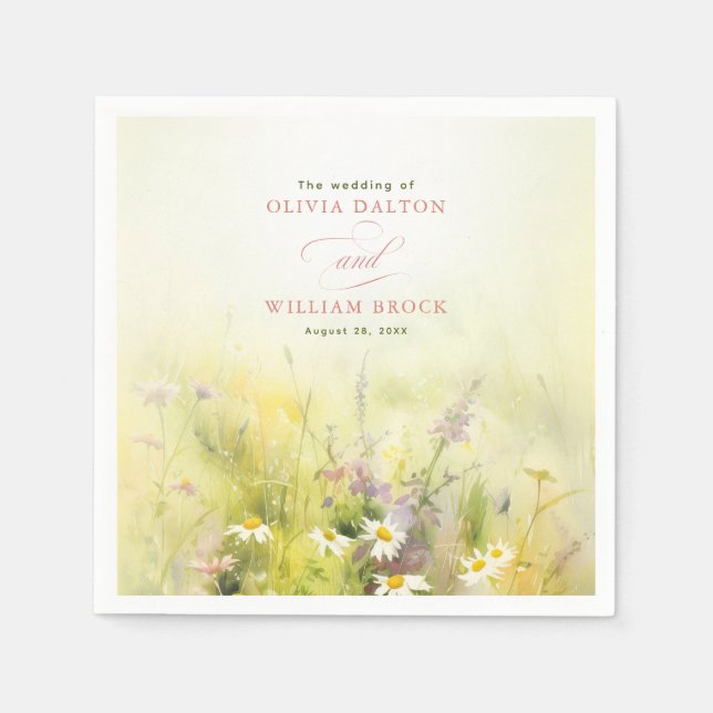 Serviette En Papier Fleur sauvage Meadow Élégante serviettes (Devant)