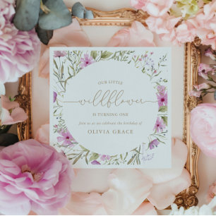 Serviette En Papier Fleur sauvage Meadow Première fête d'anniversair