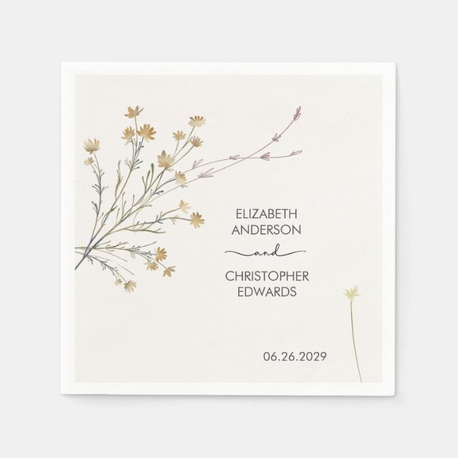 Serviette En Papier Fleur sauvage minimal Floral simple Mariage (Devant)