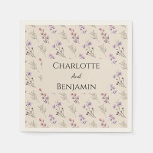 Serviette En Papier Fleur sauvage moderne Mariage beige