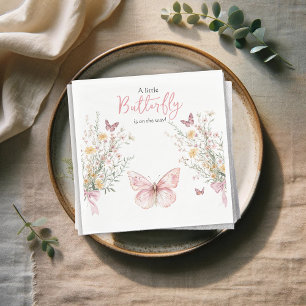 Serviette En Papier Fleur sauvage papillon rustique et Baby shower pap