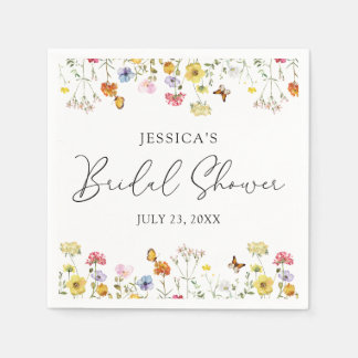 Serviette En Papier Fleur sauvage Papillons Fête des mariées Boho