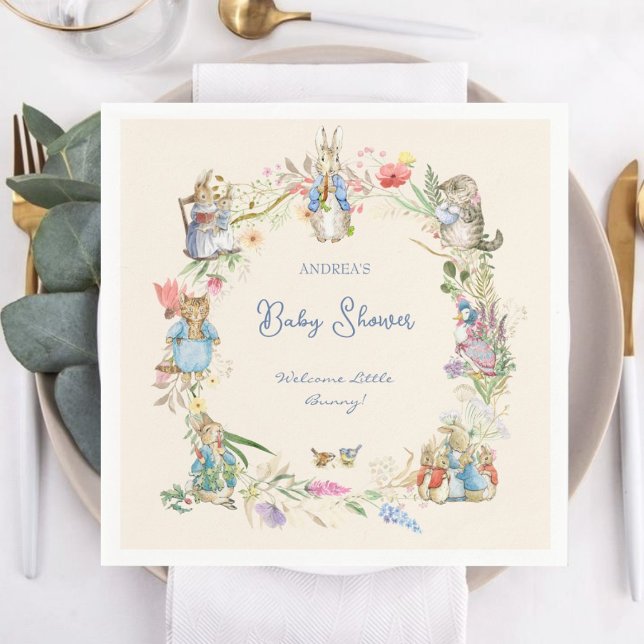 Serviette En Papier Fleur sauvage Peter le Baby shower lapin Grand (Créateur téléchargé)