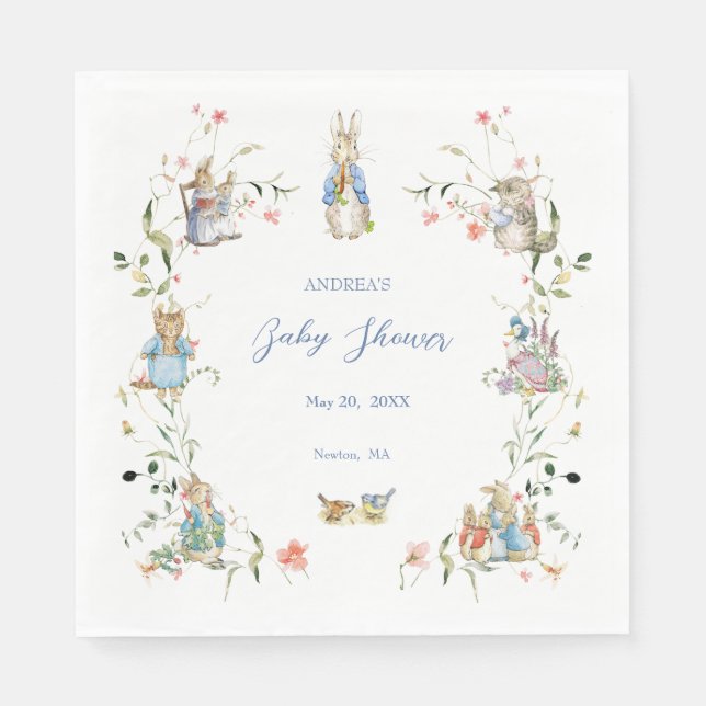 Serviette En Papier Fleur sauvage Peter le lapin Papier Napkin (Devant)