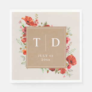 Serviette En Papier Fleur sauvage Poppy Mariage Cardstock