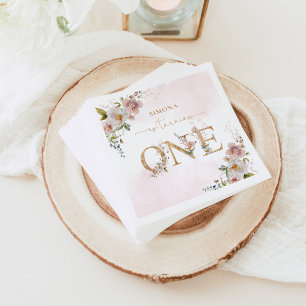 Serviette En Papier Fleur sauvage premier anniversaire Wild One rose r