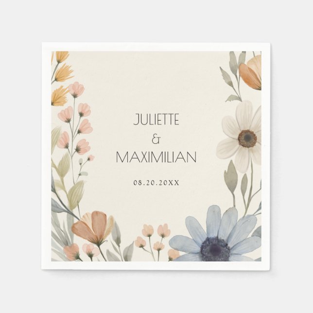 Serviette En Papier Fleur sauvage rustique Wreath Garden Mariage (Devant)