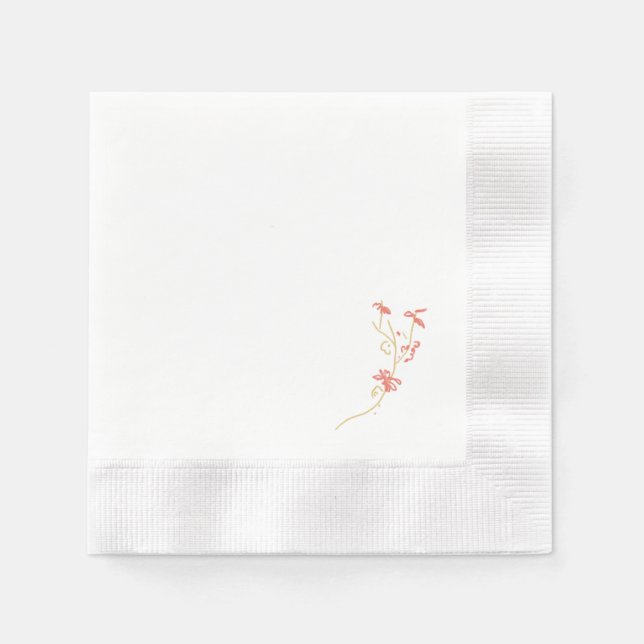 Serviette En Papier Fleur sauvage simple | Serviettes blanches (Devant)