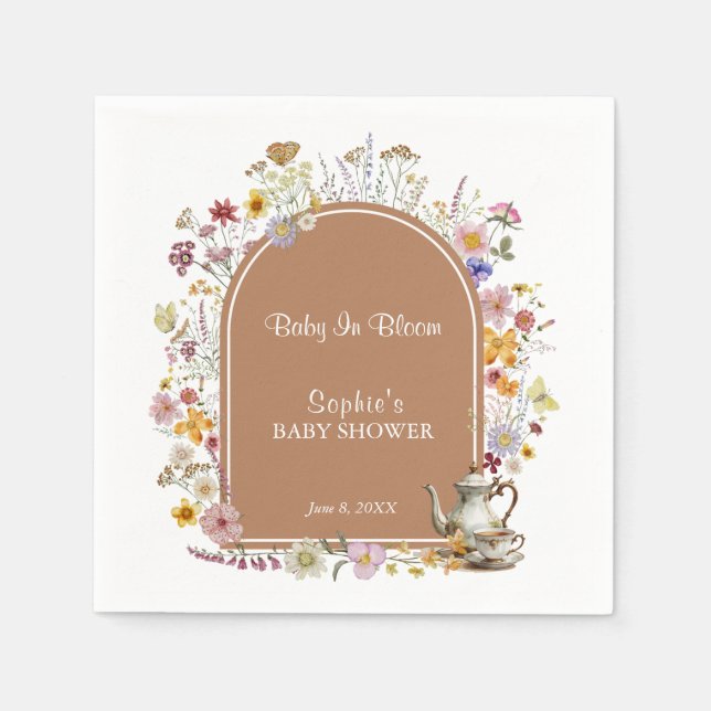 Serviette En Papier Fleur sauvage Tea Party Baby in Bloom Baby shower (Devant)