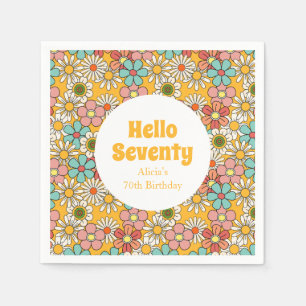 Serviette En Papier Fleur Super Hippie Retro Bonjour soixante-dix Anni