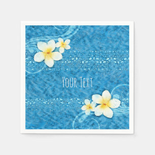 Serviette En Papier Fleur tropicale de Plumeria Bleu Fête d'été