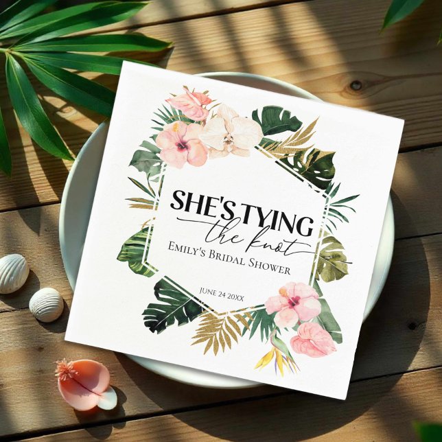 Serviette En Papier Fleur tropicale Elle se marie Enterrement de vie d (Créateur téléchargé)